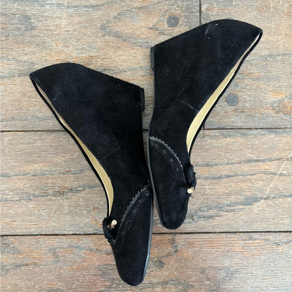 Isaac Mizrahi Elegant Black Suede Women's Wedge Shoes Size 7 - Picture 3 of 6